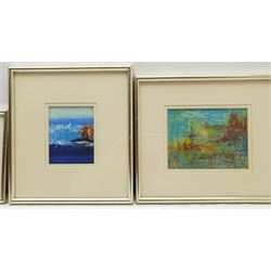 Madeleine Eyland (Belgian/British 1930-2021): Seascapes, three pastels signed, max 12cm x 20cm (3) 
Provenance: artist's studio collection. Marie-Madeleine Eyland (neé Legrain) was born in 1930 at Floriffoux, Belgium; she lived most of her life in Scarborough working as a nurse and an artist.