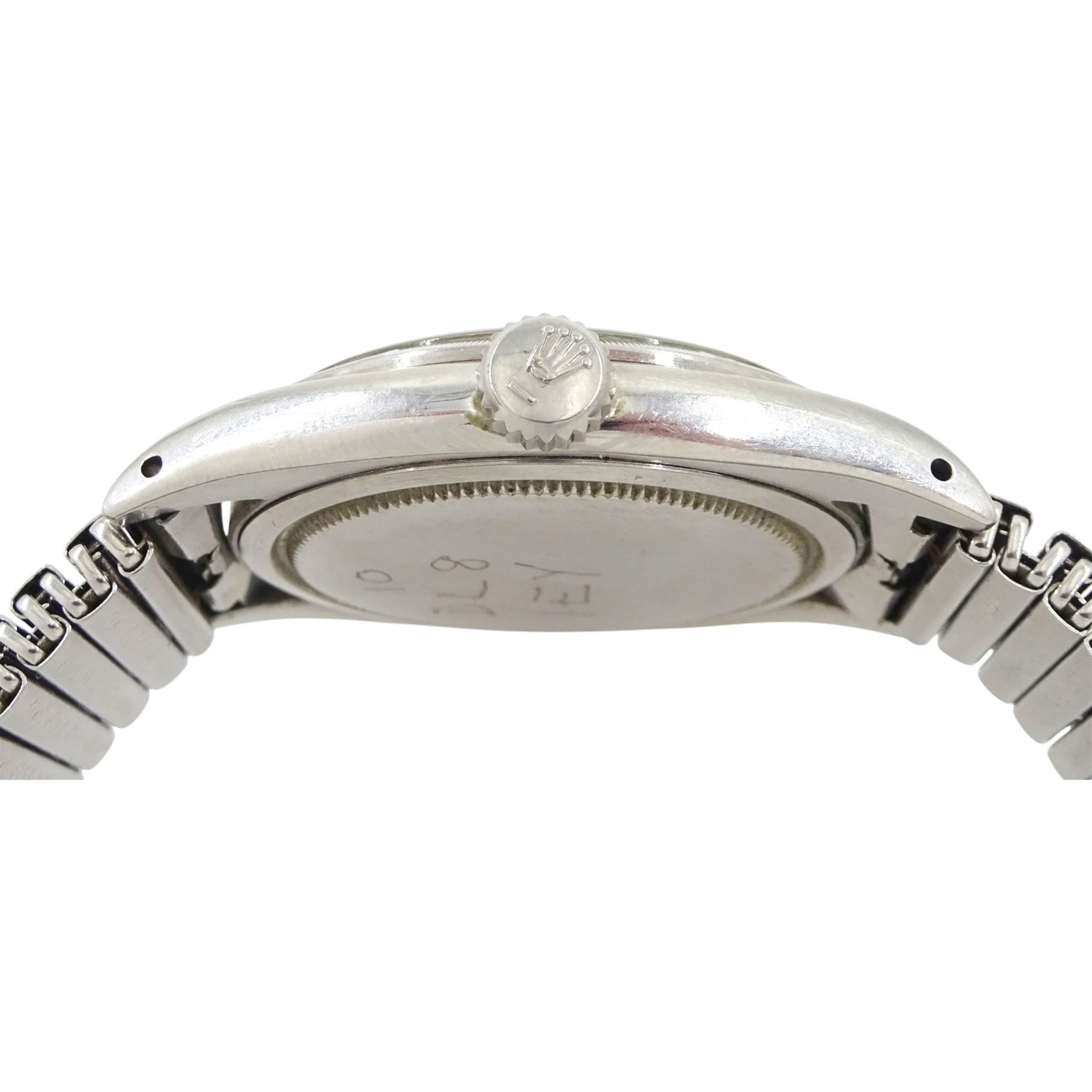 Rolex Oyster Precision gentleman's stainless steel manual wind wristwatch, circa 1959, Ref. 6427, serial No. 455994, cream dial with dagger and baton hour markers, on expanding bracelet, boxed