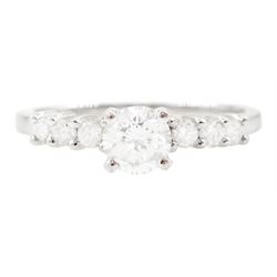 18ct white gold diamond ring, single stone round brilliant cut diamond of approx 0.50 cara...