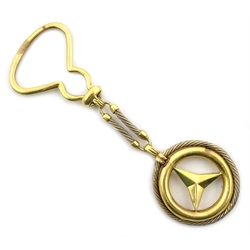  18ct gold (tested) and stainless steel rope design Mercedes key ring   