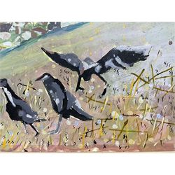 Richard Snowden (British 1950-2014): 'Going to Play Cricket', gouache signed and titled 44cm x 58cm (unframed)