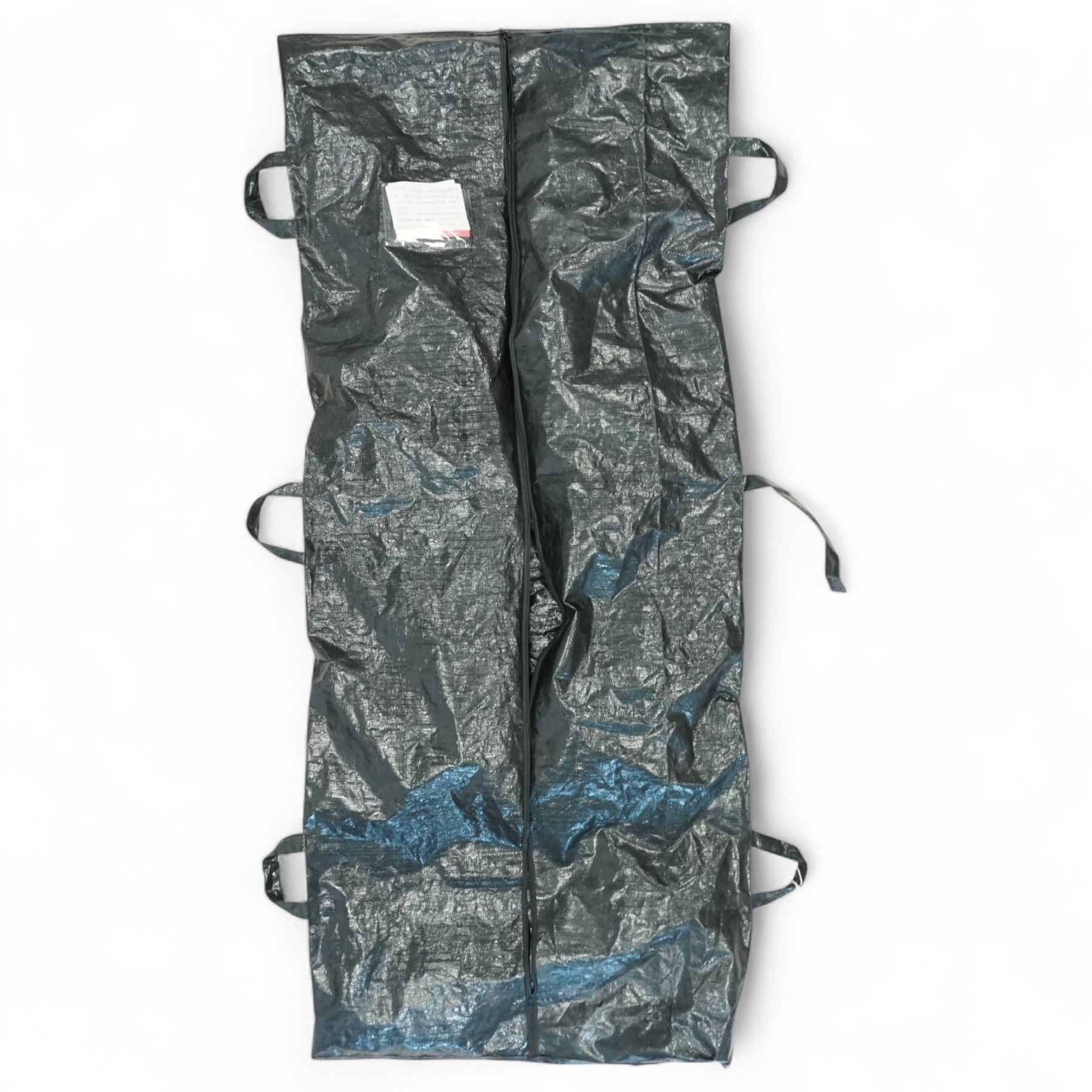 FILM PROPS; Three decomposing prop cadavers, collection of three life-size decomposing cadaver or dead body props, featuring skeletal elements, exposed flesh, and period clothing, each with articulated joints and limbs, likely from a TV or film production, each prop displays intricate detailing with realistic aging and weathering, together with post mortem cards detailing circumstances of death and identity, with two associated body bags max 160cm (3) 
Notes: the post-mortem cards correlate to a plane crash in 1972 - the Uruguay Air Force Flight 571 in the Andes Mountains; two movies were made about this event. Allegedly, the survivors resorted to cannibalism. 