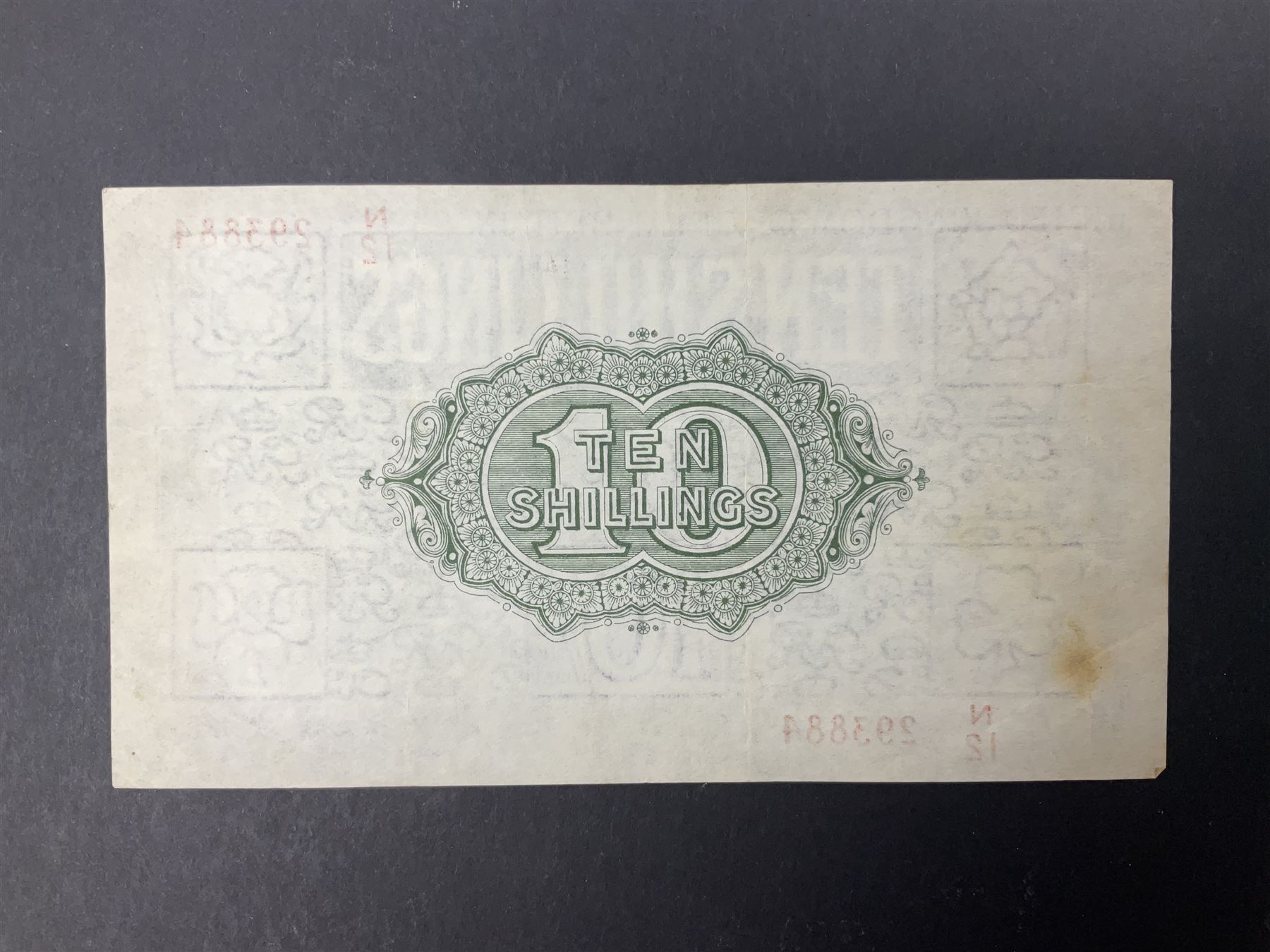 United Kingdom of Great Britain and Ireland Fisher second issue ten shillings banknote ‘N12 293884’
