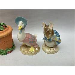 Twelve Border Fine Arts The World of Beatrix Potter and Peter Rabbit Collection figures, including Musical Tailor of Gloucester, Peter Rabbit with Miniature Waterball, Peter Hid in a Flowerpot trinket box, Jemima Puddle Duck with Herbs and Gentleman Mouse, etc