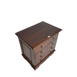 The Kingswood Collection - mahogany chest, moulded rectangular top over four short and two long drawers, shaped plinth base
