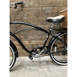 Alpha Plus Surge 26'' bicycle, black, with front and rear baskets