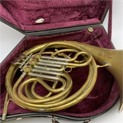 La Fleur & Son Alliance brass French horn imported by Boosey & Hawkes London serial no.3436 in fitted carrying case with key change slide and mouthpiece