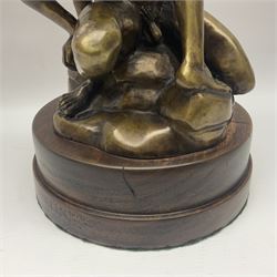 After Giambologna: Abduction of a Sabine Woman, bronze figure, on circular wooden base, H68cm