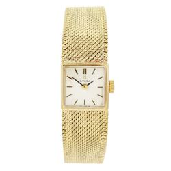 Omega ladies 9ct gold manual wind wristwatch, Cal. 484, silvered dial with baton hour mark...