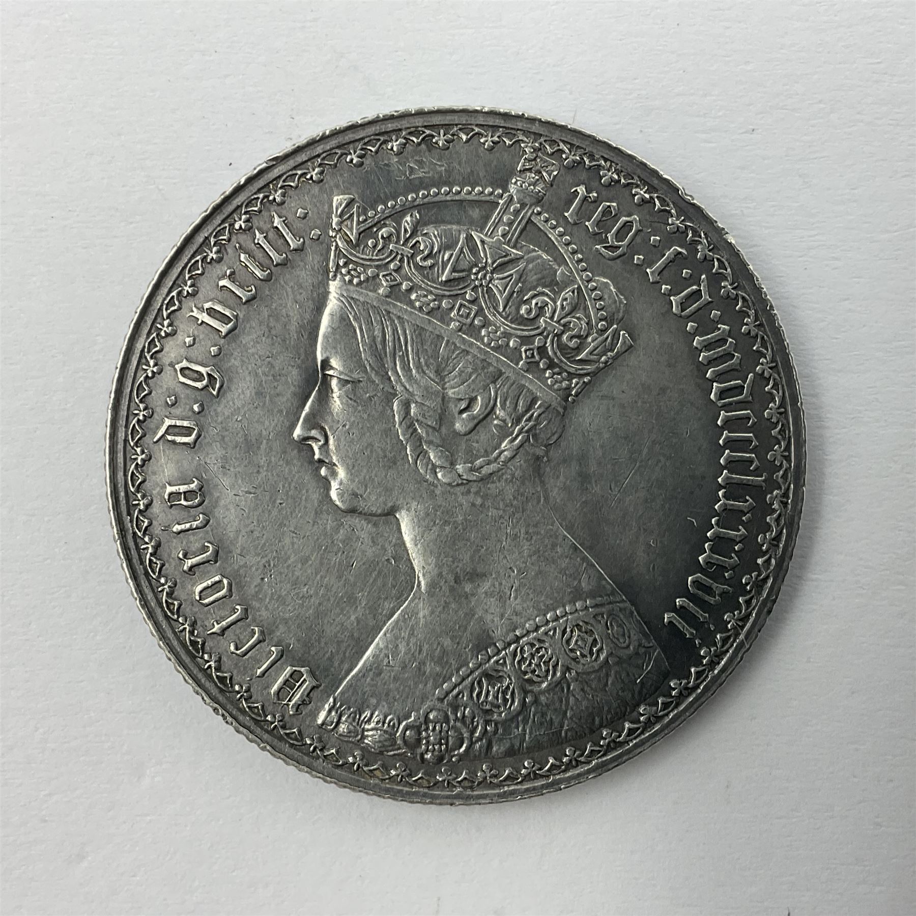 Queen Victoria 1887 silver 'gothic' florin coin