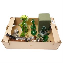 Collection of Victorian green glass, Doulton Lambeth, Beswick horse, Masons Ironstone in box, etc 