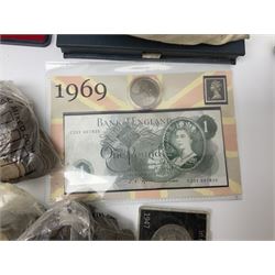 Great British and World coins, including halfcrowns, shillings, other pre-decimal coinage, The Royal Mint Great Britain and Northern Ireland 1972 coin set, commemorative crowns, various Irish coins etc