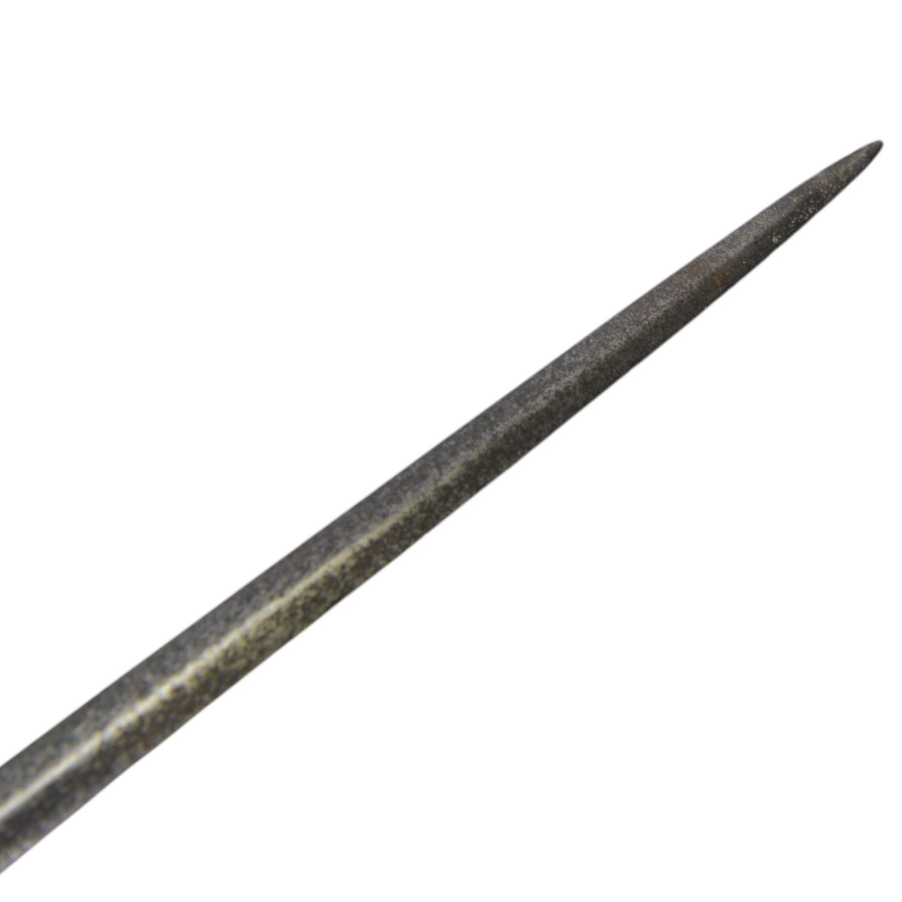 Spanish rapier, with 87cm double edge blade, with priced guard and simple knuckle bow hilt, overall L102cm