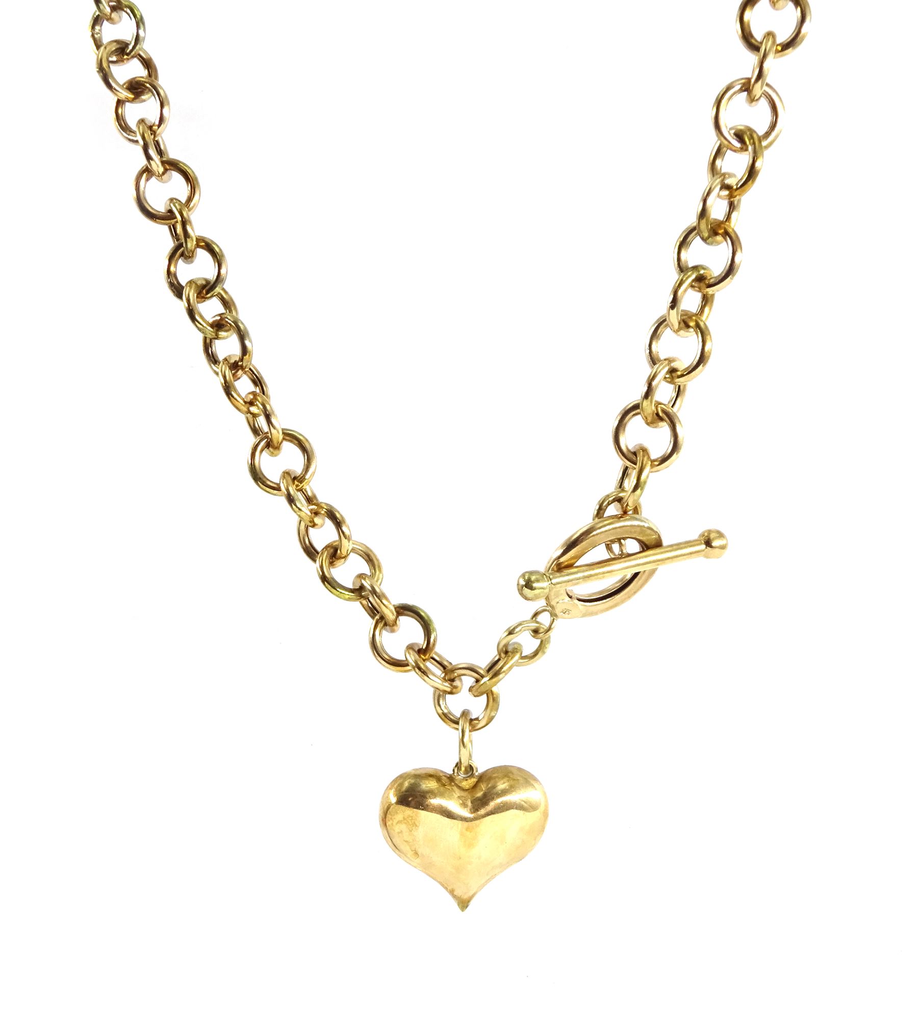 9ct gold heart pendant necklace, stamped 375, approx 21.4gm