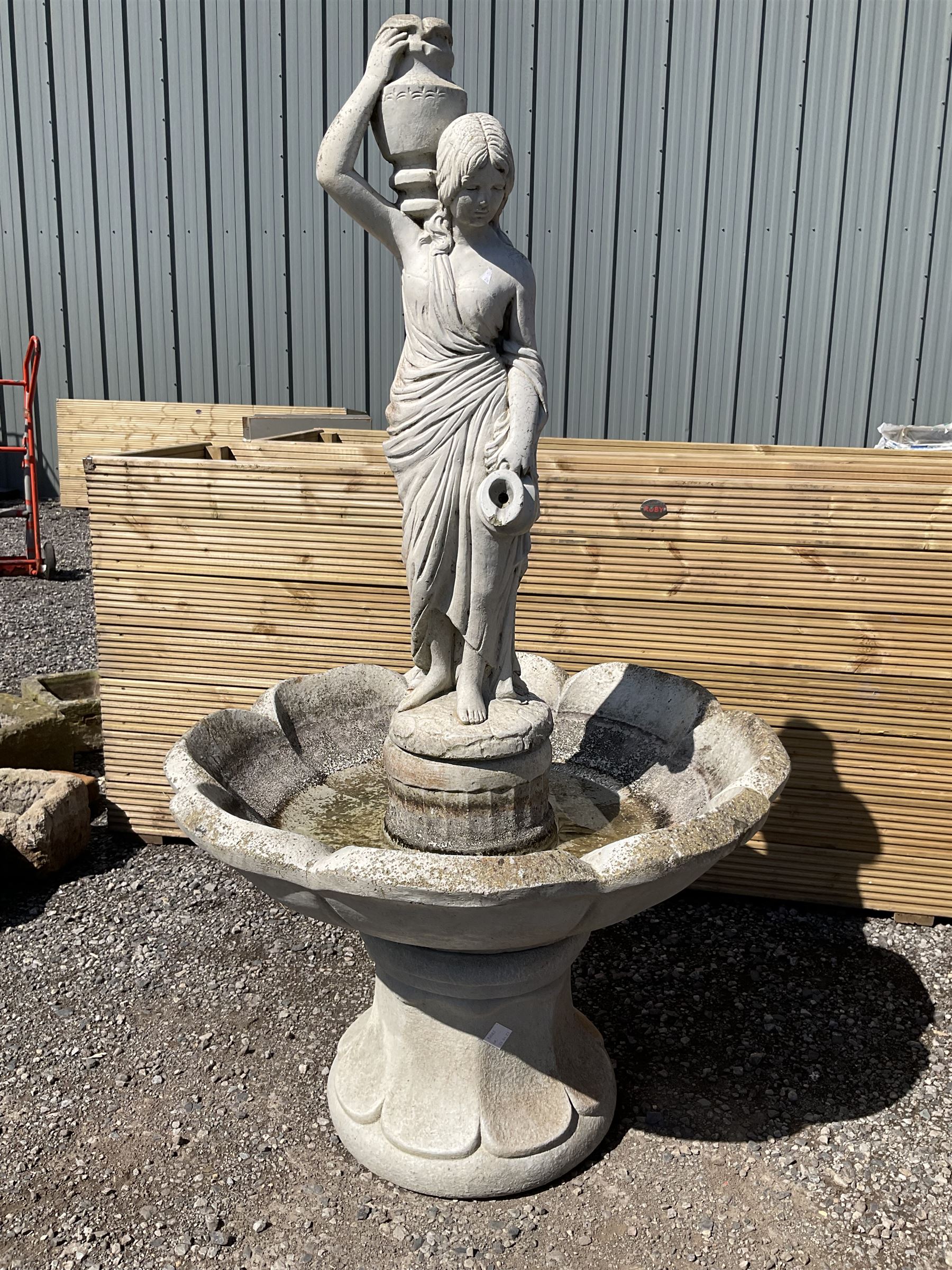 Cast stone circular garden bird bath figure - THIS LOT IS TO BE COLLECTED BY APPOINTMENT FROM DUGGLEBY STORAGE, GREAT HILL, EASTFIELD, SCARBOROUGH, YO11 3TX