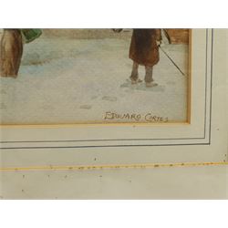 After Edouard Cortes (French 1882-1969): Parisian Street, watercolour signed 25cm x 38cm