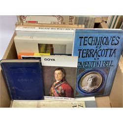 Collection of reference books, to include The art of Etching, Introduction to Chinese art, The History and Techniques of the Great Masters, Drawings of Michelangelo, etc in two boxes 