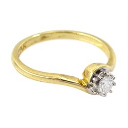 Gold singles stone round brilliant cut diamond ring, stamped 18ct Plat, diamond approx 0.15 carat