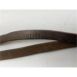 British Transport Police Custodian helmet with Queen's Crown plate; Hiatt & Co ebonised hardwood patrol truncheon; and pair of Hiatts 1960 hand-cuffs (3)