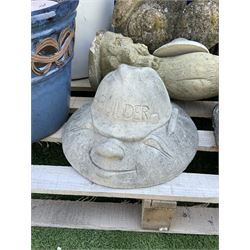 Glazed planters, garden ornaments, composite stone figure of three pelicans etc.  - THIS LOT IS TO BE COLLECTED BY APPOINTMENT FROM DUGGLEBY STORAGE, GREAT HILL, EASTFIELD, SCARBOROUGH, YO11 3TX