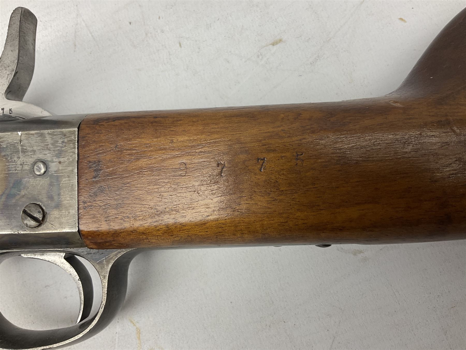 19th century Swedish Remington 8 by 58mm rolling block single action sporting rifle, dated 1888, with 82.5cm barrel marked with a Swedish crown and J.B. G.M., serial no.9775, L124cm FIREARMS CERTIFICATE REQUIRED OR RFD