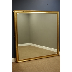  Large late 20th century rectangular mirror, gilt framed, bevelled glass, 157cm x 157cm  