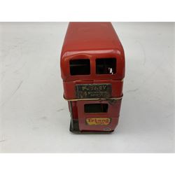 Tri-ang Minic tin-plate clockwork - London Transport Routemaster double decker bus 'Route 14 Putney' with Bovril and Tri-ang Pedal Motors advertisements; and Refuse Wagon with three sliding compartments; both unboxed (2)