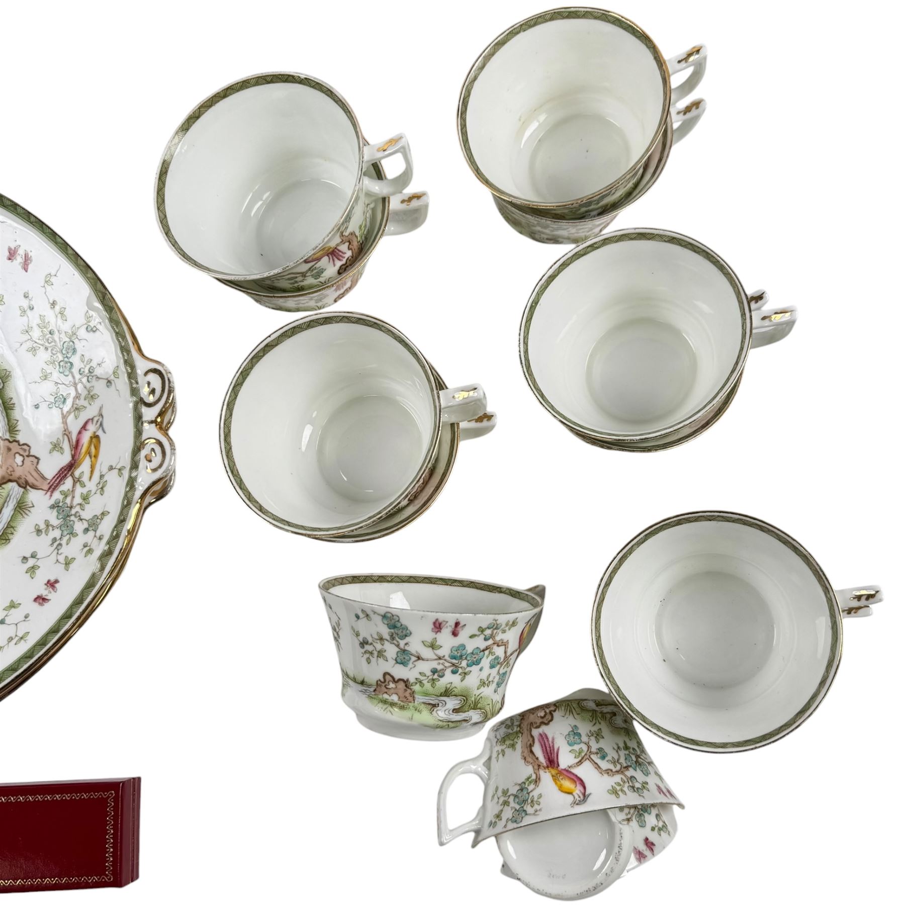 Collection of tea service ceramics, to include Wedgewood Jasperware teapot, milk jug and sugar bowl, together with Royal Albert Lady Carlyle teapot and a large collection of Royal Sutherland and Adderley's teacups and saucers