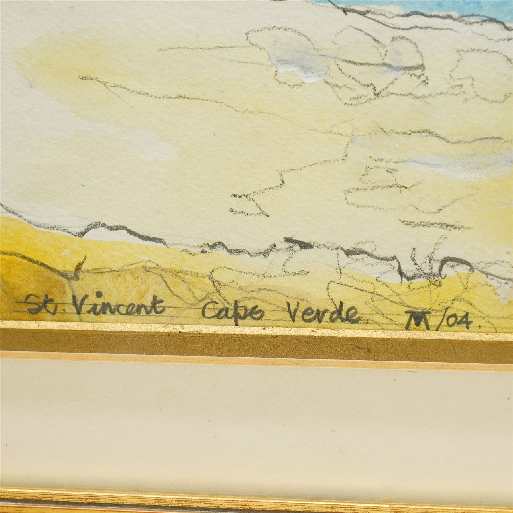 Tom Mitchell (British Contemporary): 'St Vincent - Cape Verde', watercolour and pencil signed and dated '04, 32cm x 55cm