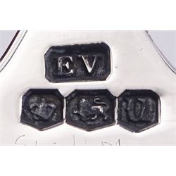 1930's silver seven bar toast rack, with angular canted bars and central shaped handle, hallmarked Viner's Ltd, Sheffield 1937, including handle H7cm, approximate weight 2.35 ozt (73 grams)