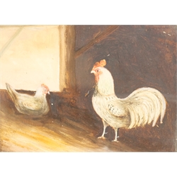 English Primitive School (19th/20th century): Poultry in a Barn, oil on board unsigned