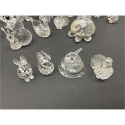 Collection of Swarovski Crystal animals, to include hedgehogs, snails, birds, mice and snakes, etc