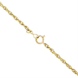 Early 20th century Chinese Export 20ct gold jade gourd form pendant, stamped KL, possibly Kam Lung, on a later 9ct gold rope chain necklace