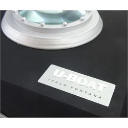 Italo Fontana U-Boat Flightdeck Cas Beige gentleman's stainless steel automatic watch, Ref. 7117, cream dial with Arabic hour markers and three subsidiary dials, on original brown leather strap, boxed with warranty card dated 2014