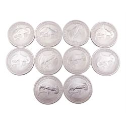 Ten 2015 fine silver Australian fifty cent coins