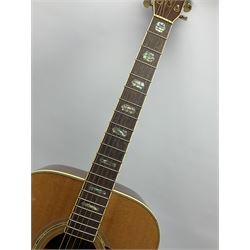Tanglewood Earth 1000 electro-acoustic guitar, with ivory coloured trim and abalone inlay, serial no. 02050489, L103cm