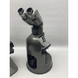 Four microscopes, comprising C Baker London Vickers, Back Diamax no 40956, Opax ABF no 232733 and one other 
