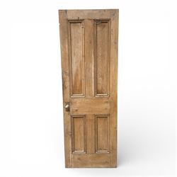 Three reclaimed pine doors with brass handles 