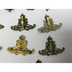 Twelve cap badges including Royal Artillery, 3rd RGA Middlesex Volunteers, Hon. Artillery Company, West Riding and Waraickshire Royal Horse Artillery, Royal Engineers and Army Service Corps (12)