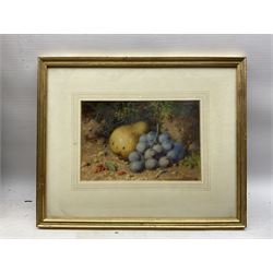 William Henry Hunt (British 1790-1864): Still Life of Grapes and a Pear, watercolour signed 15cm x 22cm 
