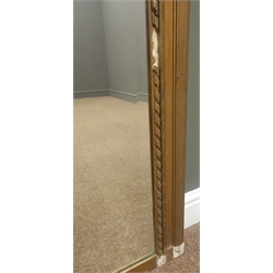  Victorian rococo style gesso and gilt framed bevel edge mirror W74cm, H148cm  