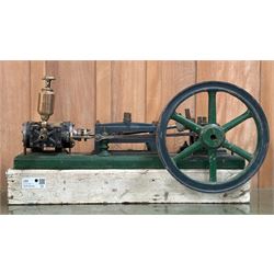 Victorian small full sized steam workshop engine, fly wheel diameter 30cm, overall length ...