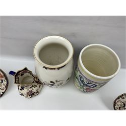 Six Masons Mandalay pattern items, comprising vase, jug bowl, trinket box and two plates, together with a selection of Poole pottery items