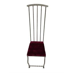 High back polish wrought metal chair
