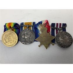 WW1 Military Medal KIA group of four comprising MM, British War Medal, 1914-15 Star and Victory Medal awarded to 32225 Pte. (later A.Sjt.) E.L. Holmes R.A.M.C., the MM inscribed 28F/A R.A.M.C.; all with ribbons; together with photocopied research material including newspaper article with presentation photograph, CWGC certificate,  London Gazette entry etc