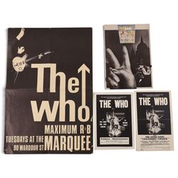 The Who ephemera, comprising Maximum R&B Tuesdays at the Marquee Live at Leeds album poste...
