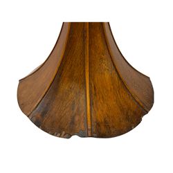 Early 20th century oak cased gramophone, the motor marked 'Garrard No.20 REF No.1030', with ribbed oak horn, base 30cm square; with one 78rpm record and Columbia tin of needles