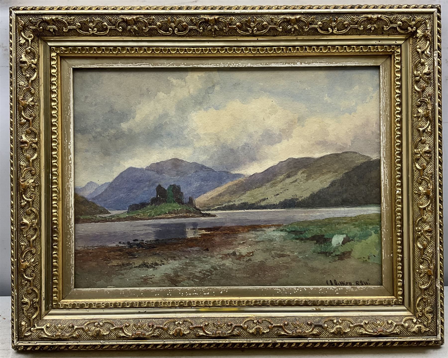 James Alfred Aitken RSW (Scottish 1846-1897): Loch Scene, watercolour signed 25cm x 34cm 