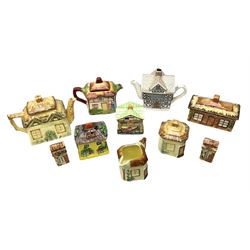 Collection of Cottage ware, to include Keele St. Pottery Co teapot, jug and lidded sucrier, Japanese Marutomoware lidded sucrier, Sadler Tudor House teapot, Price Kensington etc