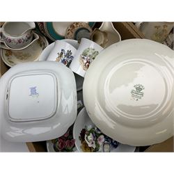 Quantity of ceramics to include Copeland Spode 'Wild Flower' plate with blue printed mark beneath, Booths, Mason's ironstone, Minton Haddon Hall trinket dish, majolica plate, Royal Doulton, Wedgwood, Sylvac novelty teapot, etc